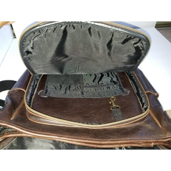 Vintage TOTES Brown Genuine Leather Messenger Bag Crossbody Satchel - Picture 12 of 13